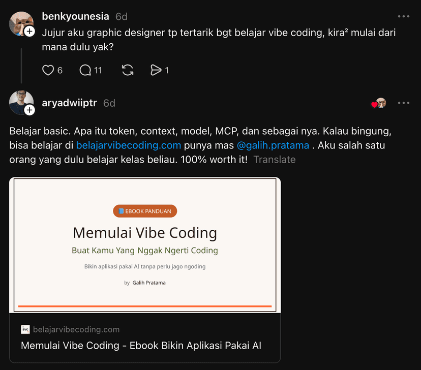 Testimoni pembeli ebook Vibe Coding 4