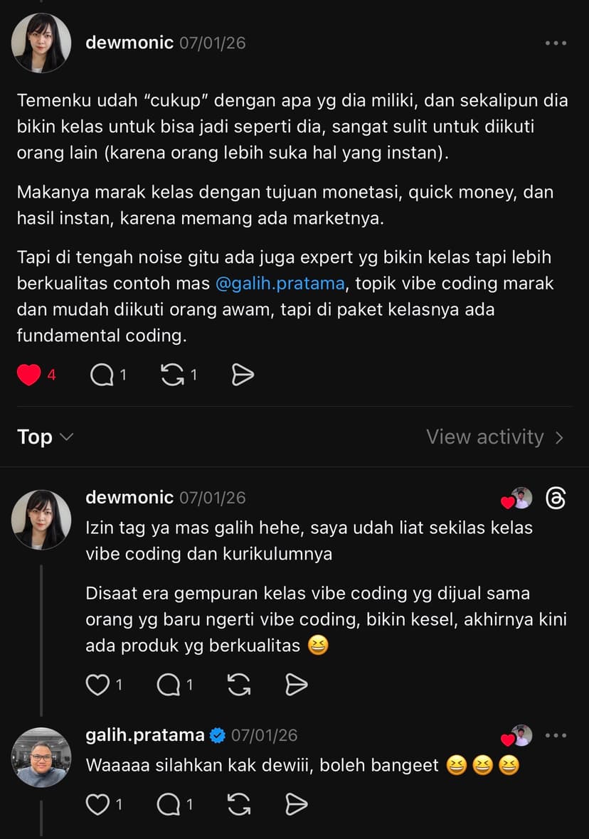 Testimoni pembeli ebook Vibe Coding 3